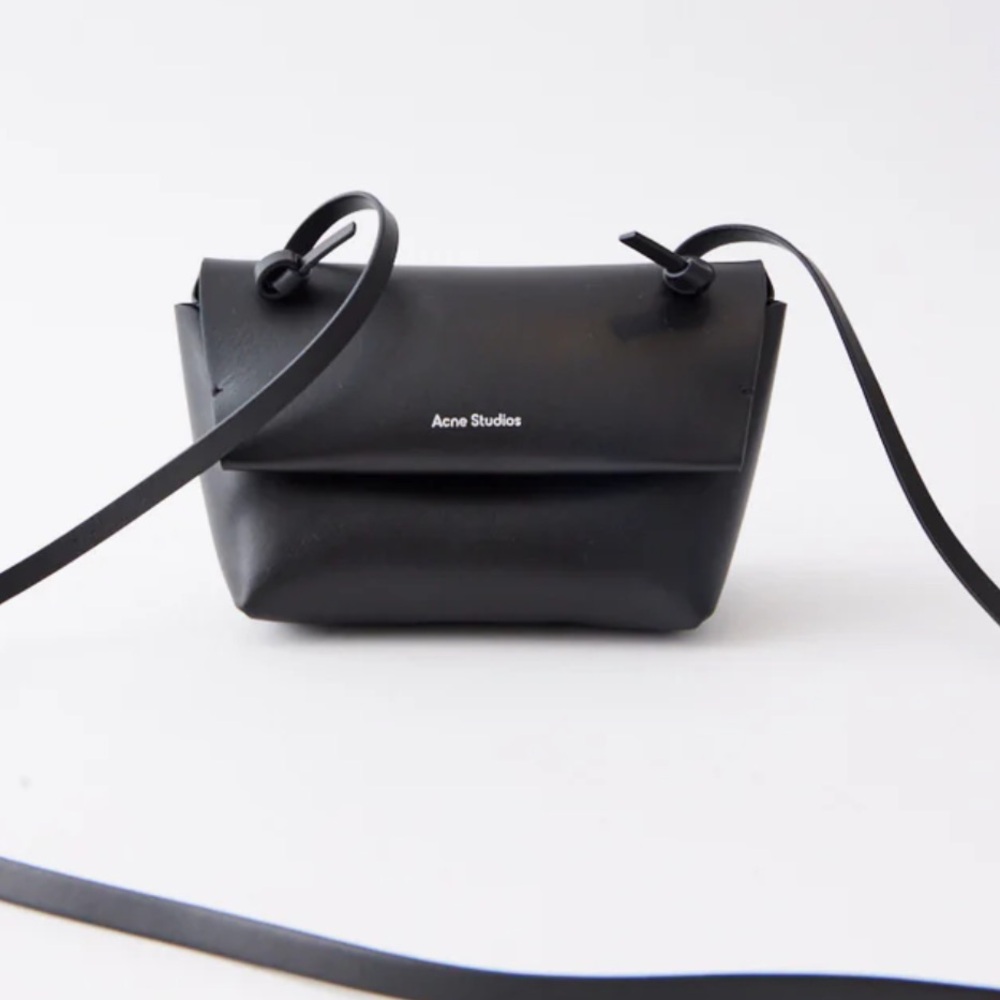 Acne Studios Alexandria Black Leather Knotted Strap Mini Shoulder Crossbody Bag